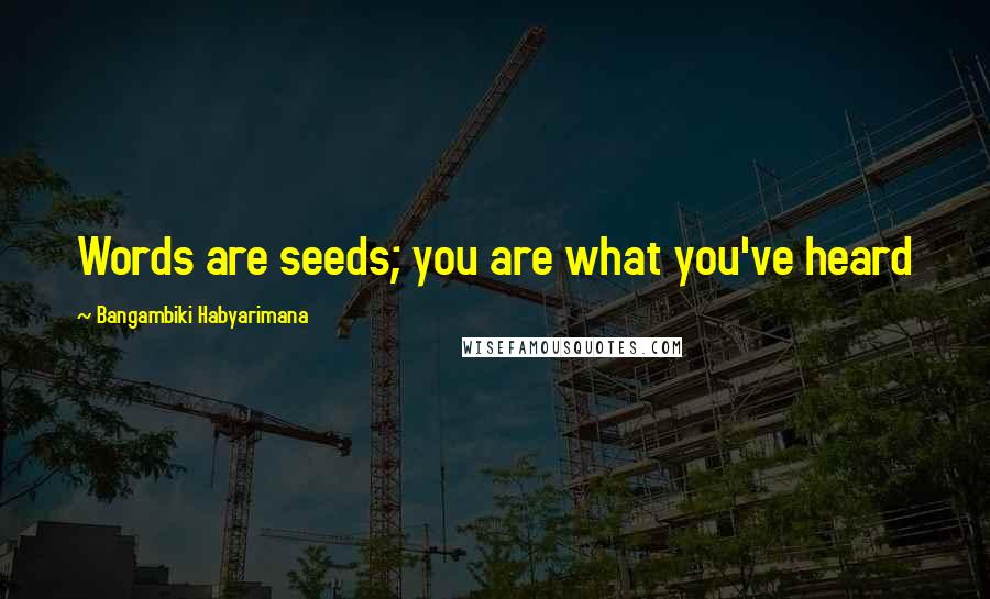 Bangambiki Habyarimana Quotes: Words are seeds; you are what you've heard