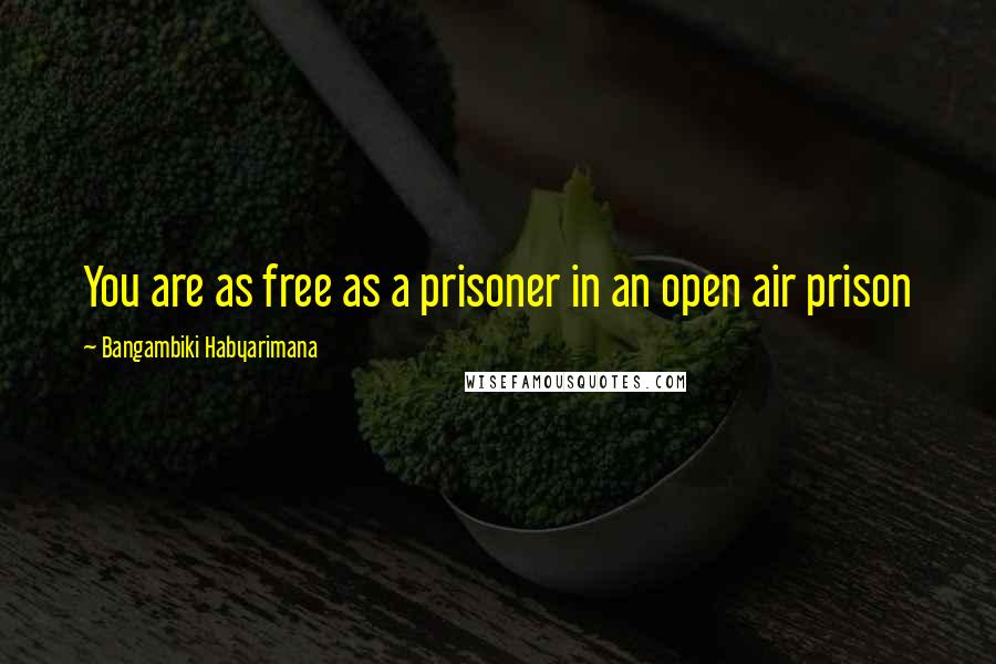 Bangambiki Habyarimana Quotes: You are as free as a prisoner in an open air prison