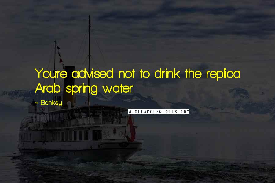 Banksy Quotes: You're advised not to drink the replica Arab spring water.