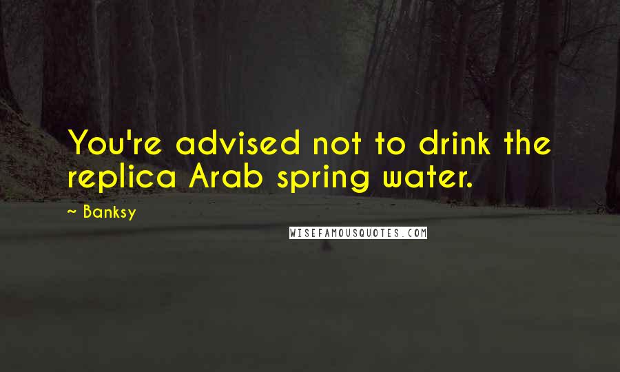 Banksy Quotes: You're advised not to drink the replica Arab spring water.