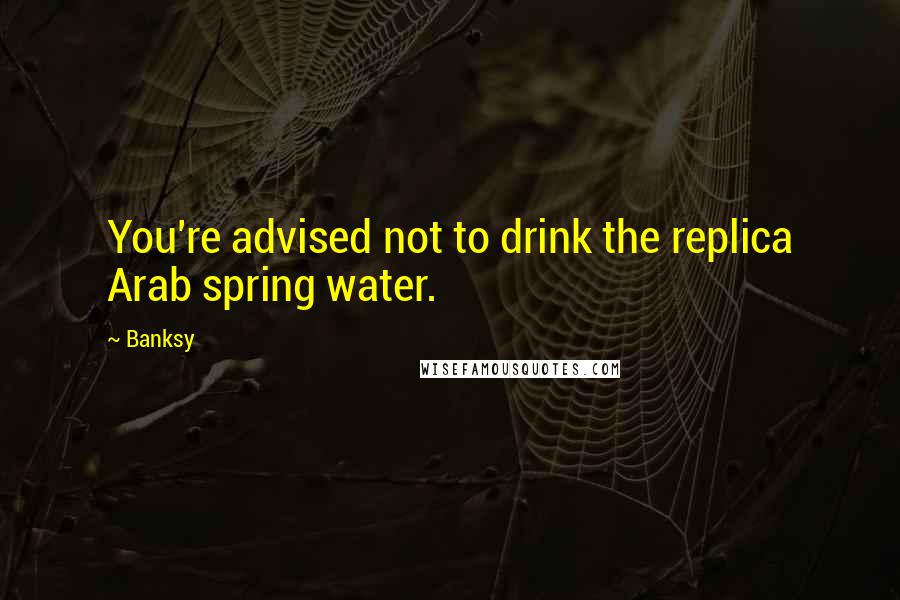 Banksy Quotes: You're advised not to drink the replica Arab spring water.