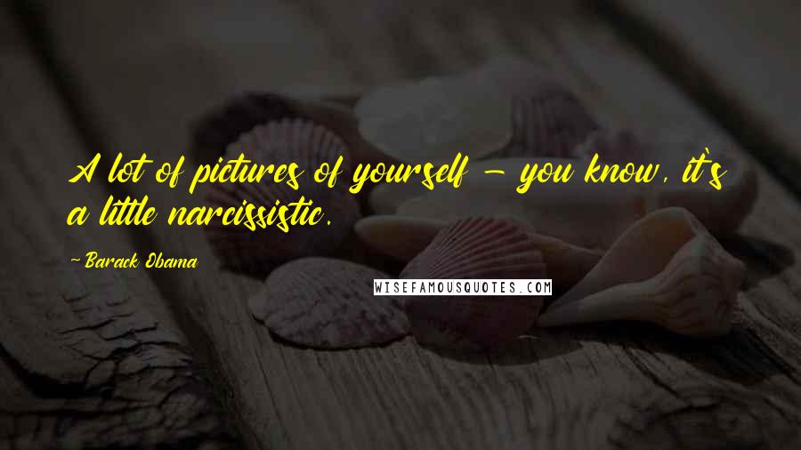 Barack Obama Quotes: A lot of pictures of yourself - you know, it's a little narcissistic.