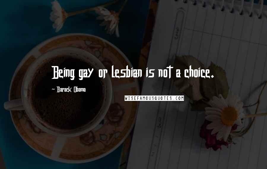 Barack Obama Quotes: Being gay or lesbian is not a choice.