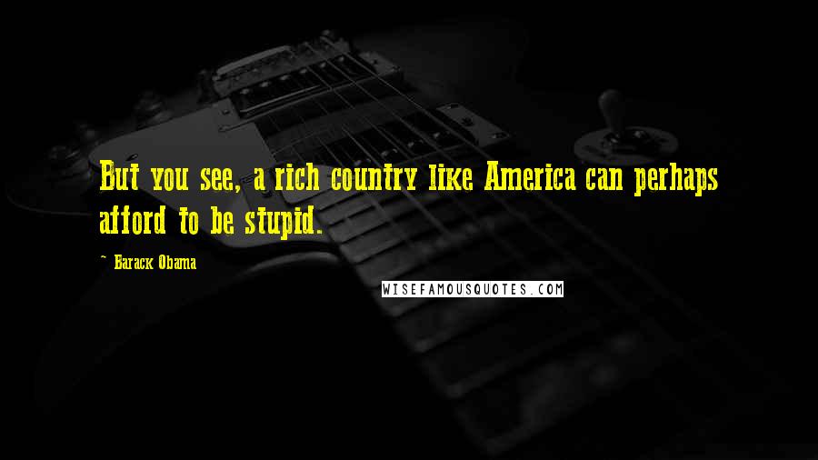 Barack Obama Quotes: But you see, a rich country like America can perhaps afford to be stupid.