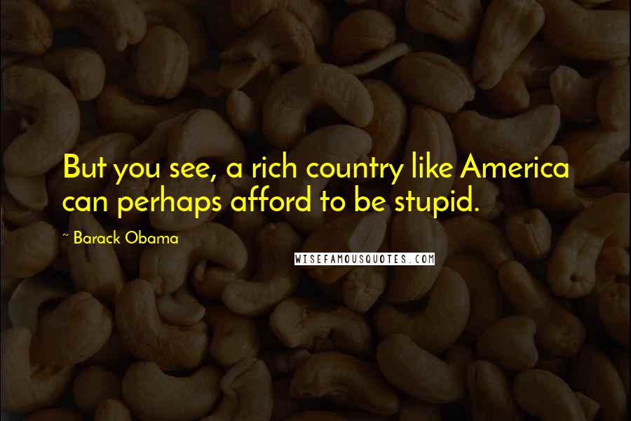 Barack Obama Quotes: But you see, a rich country like America can perhaps afford to be stupid.