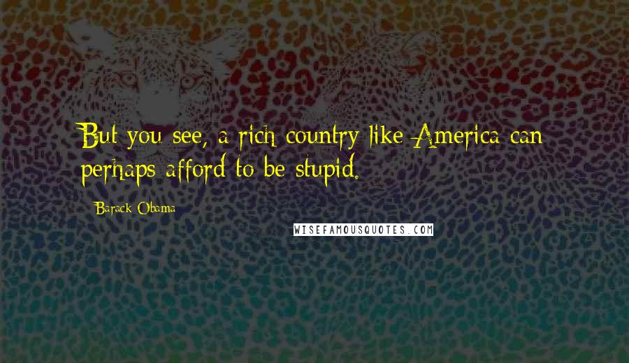 Barack Obama Quotes: But you see, a rich country like America can perhaps afford to be stupid.