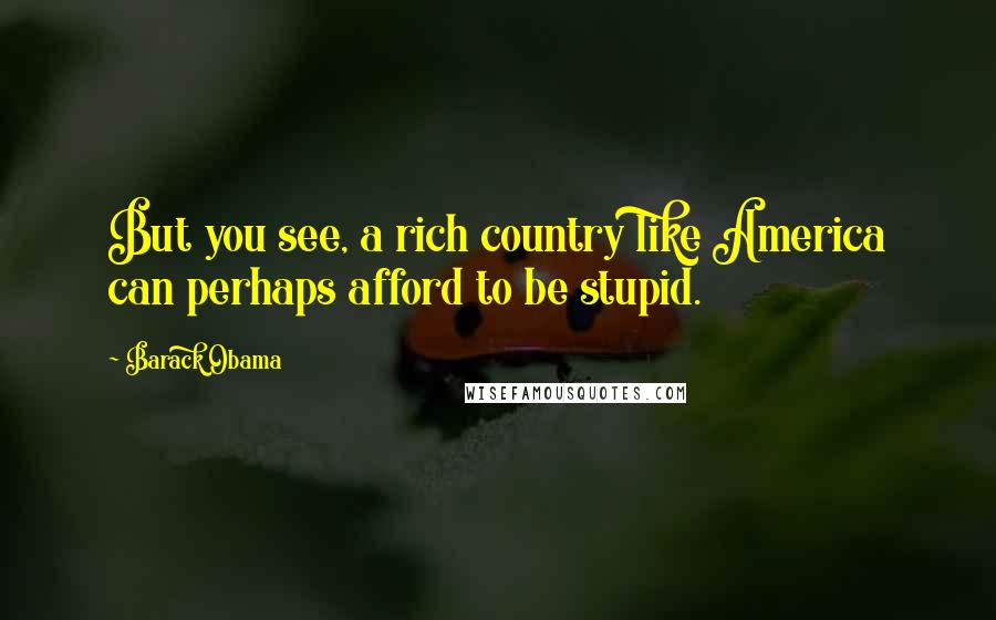 Barack Obama Quotes: But you see, a rich country like America can perhaps afford to be stupid.