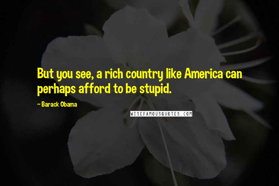 Barack Obama Quotes: But you see, a rich country like America can perhaps afford to be stupid.