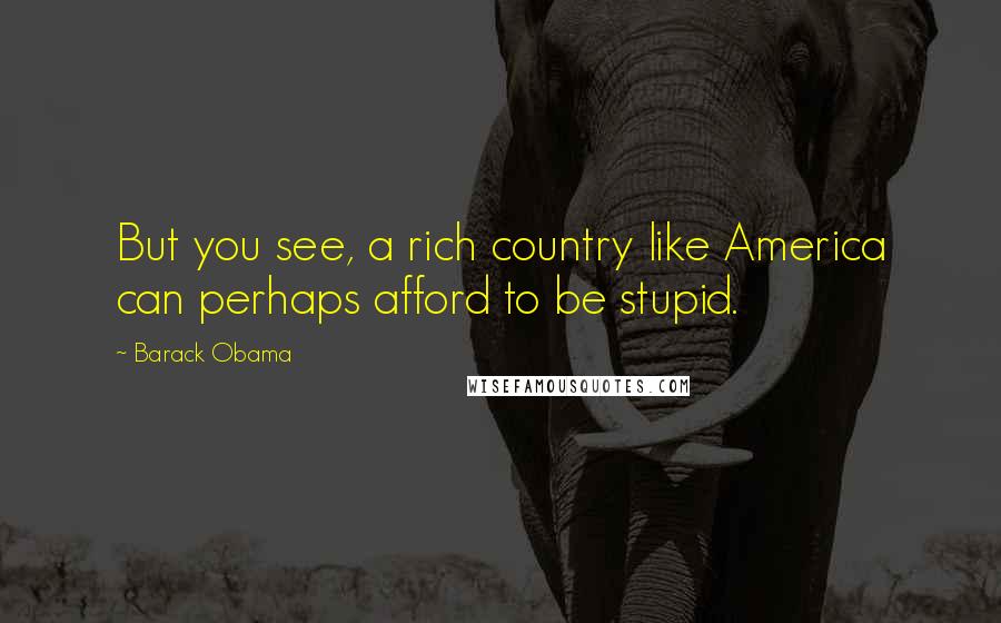 Barack Obama Quotes: But you see, a rich country like America can perhaps afford to be stupid.