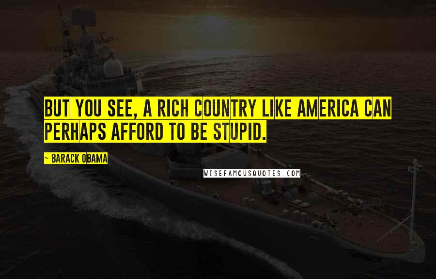 Barack Obama Quotes: But you see, a rich country like America can perhaps afford to be stupid.