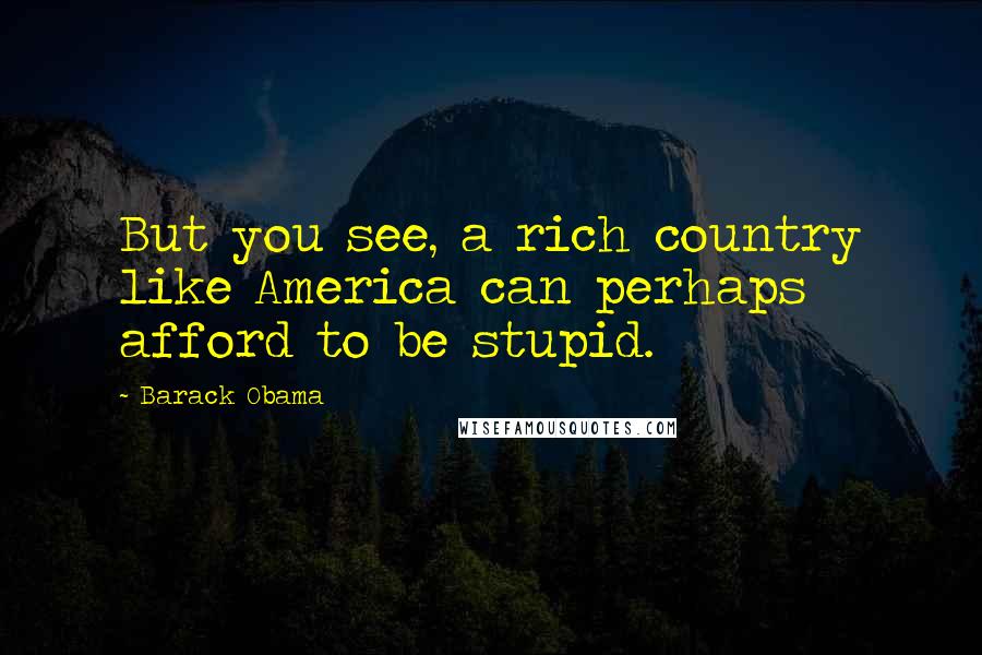 Barack Obama Quotes: But you see, a rich country like America can perhaps afford to be stupid.