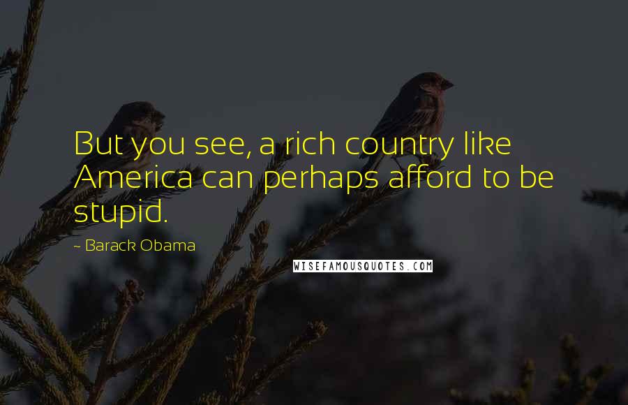 Barack Obama Quotes: But you see, a rich country like America can perhaps afford to be stupid.