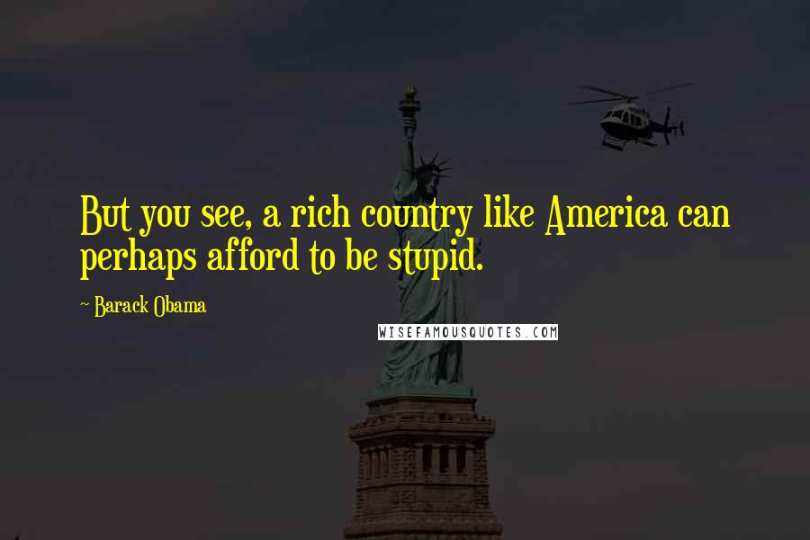 Barack Obama Quotes: But you see, a rich country like America can perhaps afford to be stupid.