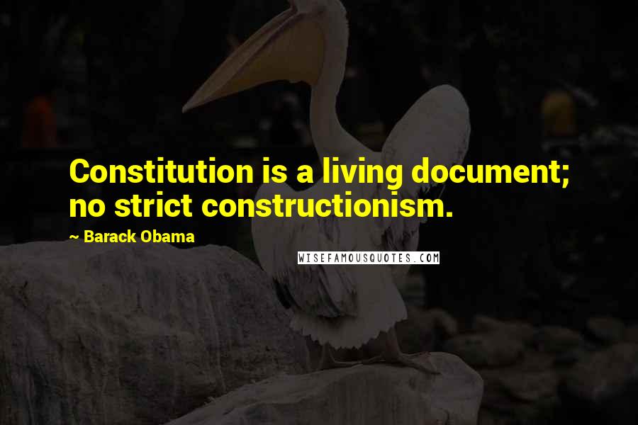 Barack Obama Quotes: Constitution is a living document; no strict constructionism.