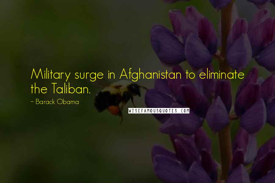 Barack Obama Quotes: Military surge in Afghanistan to eliminate the Taliban.