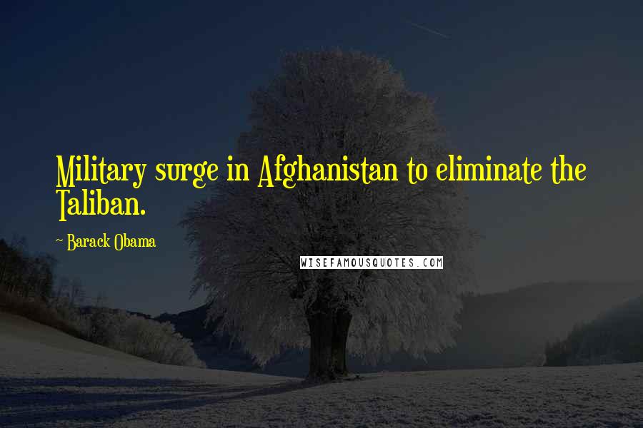 Barack Obama Quotes: Military surge in Afghanistan to eliminate the Taliban.