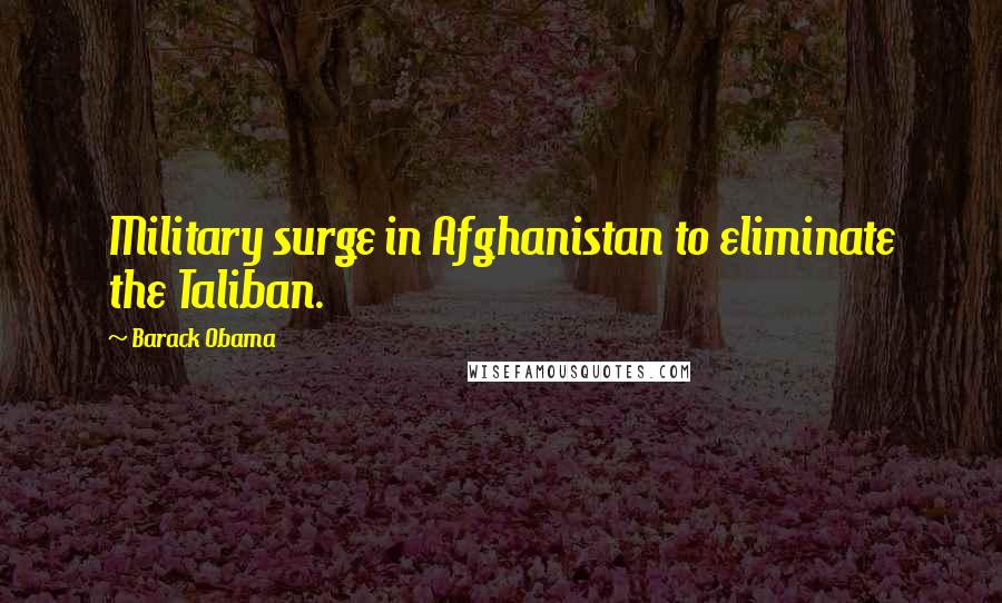 Barack Obama Quotes: Military surge in Afghanistan to eliminate the Taliban.