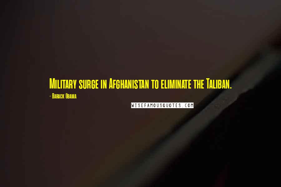 Barack Obama Quotes: Military surge in Afghanistan to eliminate the Taliban.