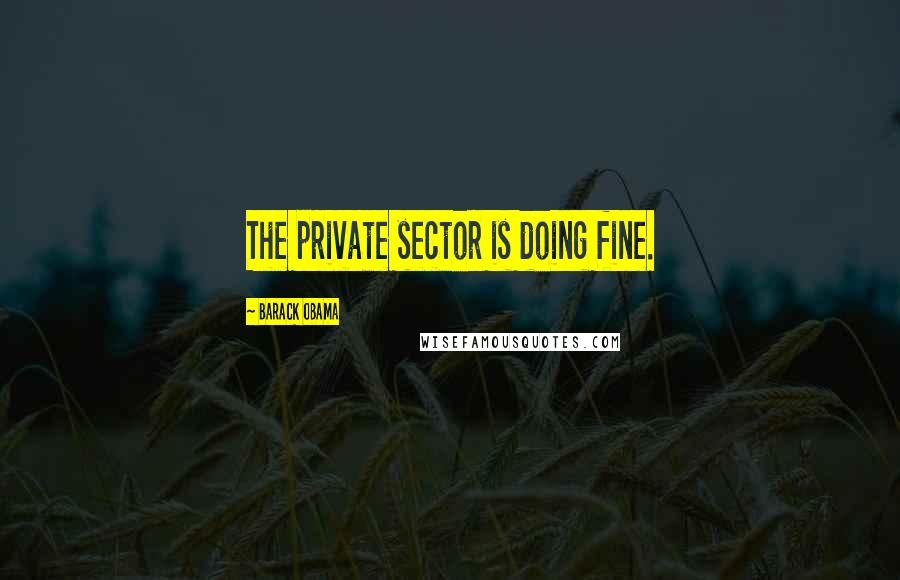 Barack Obama Quotes: The private sector is doing fine.