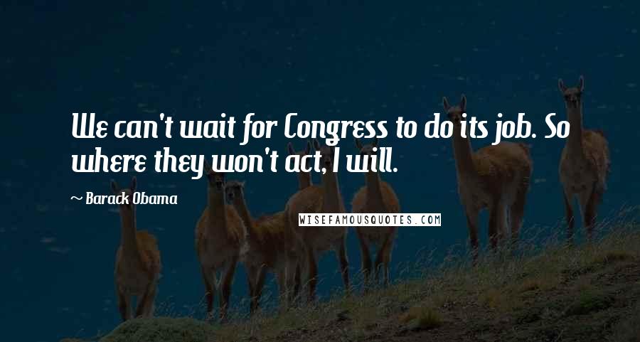 Barack Obama Quotes: We can't wait for Congress to do its job. So where they won't act, I will.