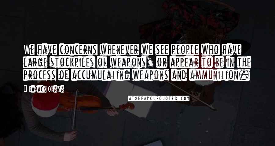 Barack Obama Quotes: We have concerns whenever we see people who have large stockpiles of weapons, or appear to be in the process of accumulating weapons and ammunition.