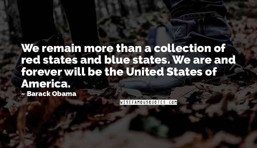 Barack Obama Quotes: We remain more than a collection of red states and blue states. We are and forever will be the United States of America.