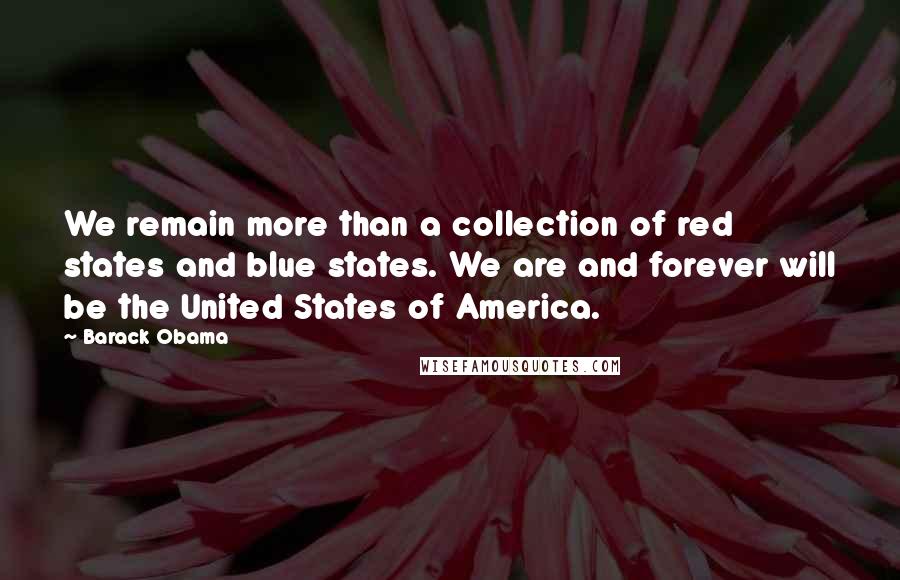 Barack Obama Quotes: We remain more than a collection of red states and blue states. We are and forever will be the United States of America.