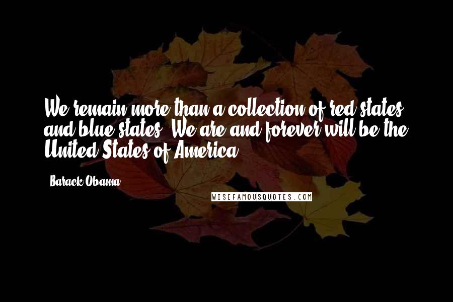 Barack Obama Quotes: We remain more than a collection of red states and blue states. We are and forever will be the United States of America.