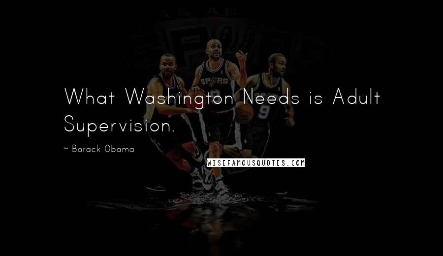 Barack Obama Quotes: What Washington Needs is Adult Supervision.