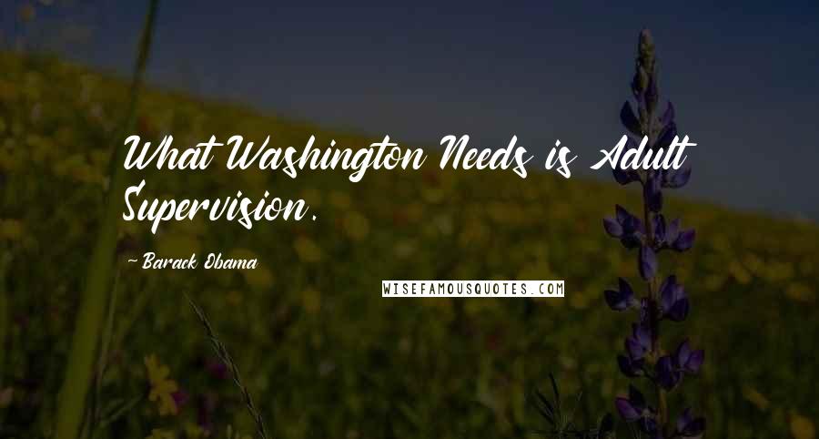 Barack Obama Quotes: What Washington Needs is Adult Supervision.