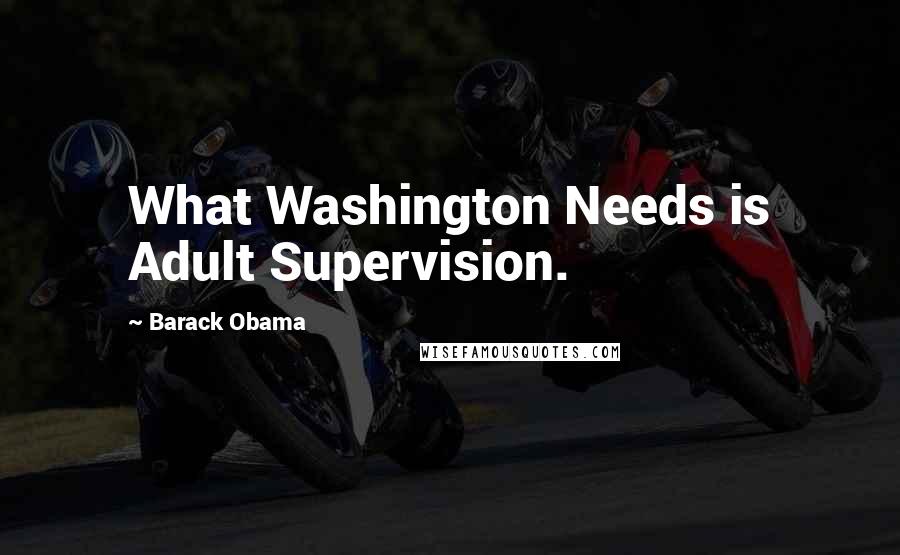 Barack Obama Quotes: What Washington Needs is Adult Supervision.