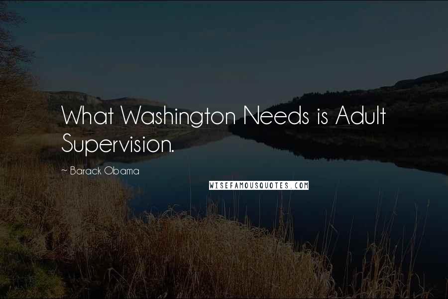 Barack Obama Quotes: What Washington Needs is Adult Supervision.