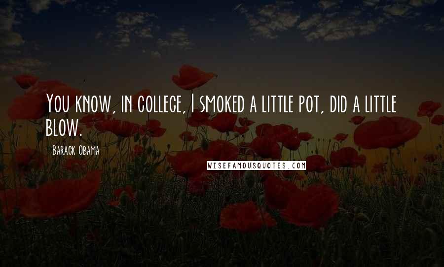 Barack Obama Quotes: You know, in college, I smoked a little pot, did a little blow.