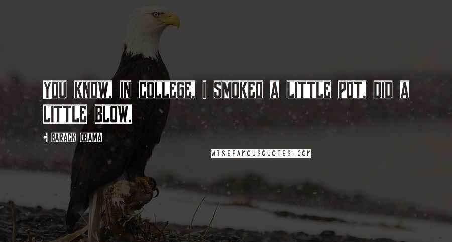 Barack Obama Quotes: You know, in college, I smoked a little pot, did a little blow.