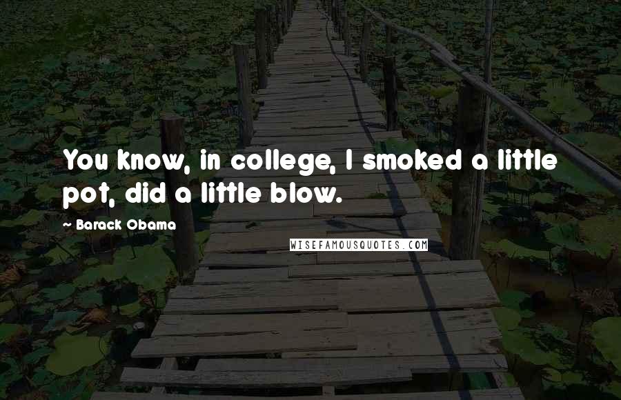 Barack Obama Quotes: You know, in college, I smoked a little pot, did a little blow.