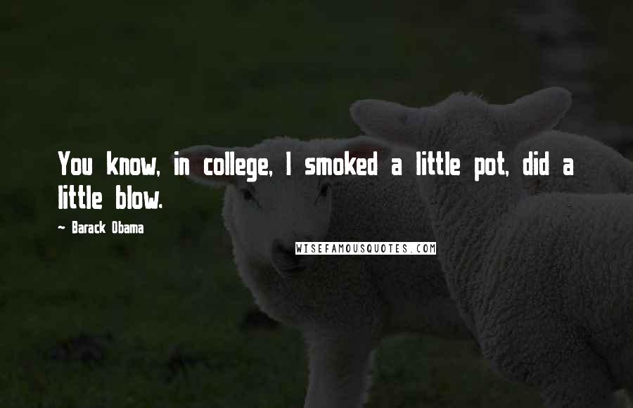 Barack Obama Quotes: You know, in college, I smoked a little pot, did a little blow.