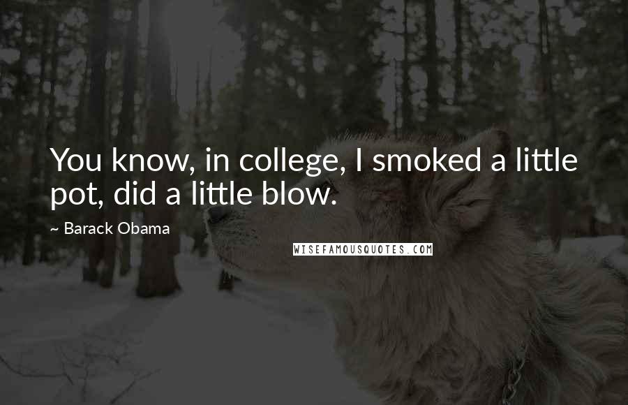 Barack Obama Quotes: You know, in college, I smoked a little pot, did a little blow.