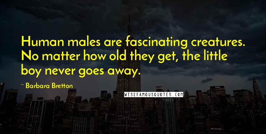 Barbara Bretton Quotes: Human males are fascinating creatures. No matter how old they get, the little boy never goes away.