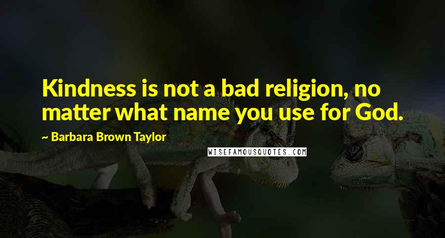 Barbara Brown Taylor Quotes: Kindness is not a bad religion, no matter what name you use for God.