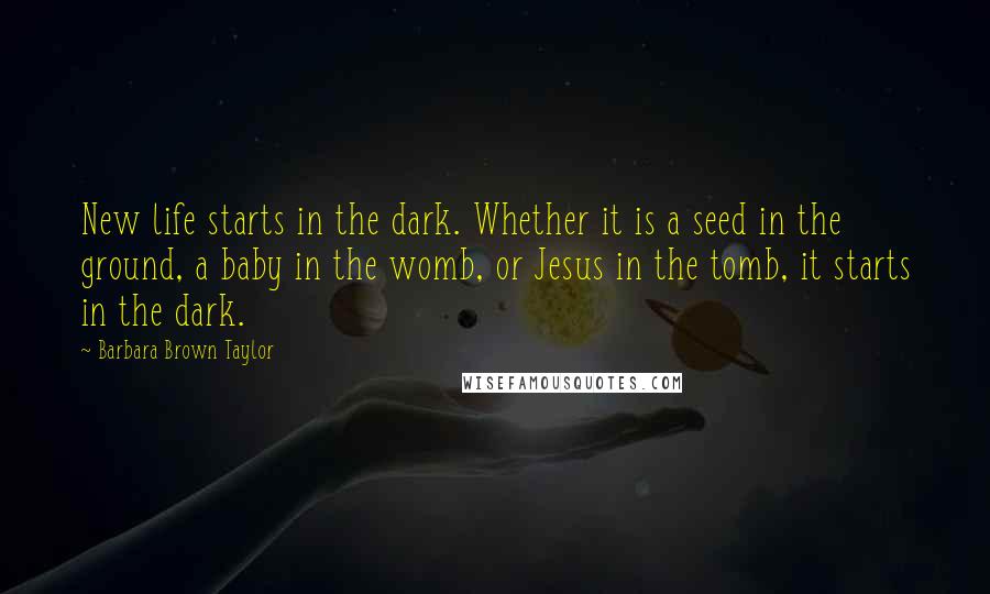 Barbara Brown Taylor Quotes: New life starts in the dark. Whether it is a seed in the ground, a baby in the womb, or Jesus in the tomb, it starts in the dark.