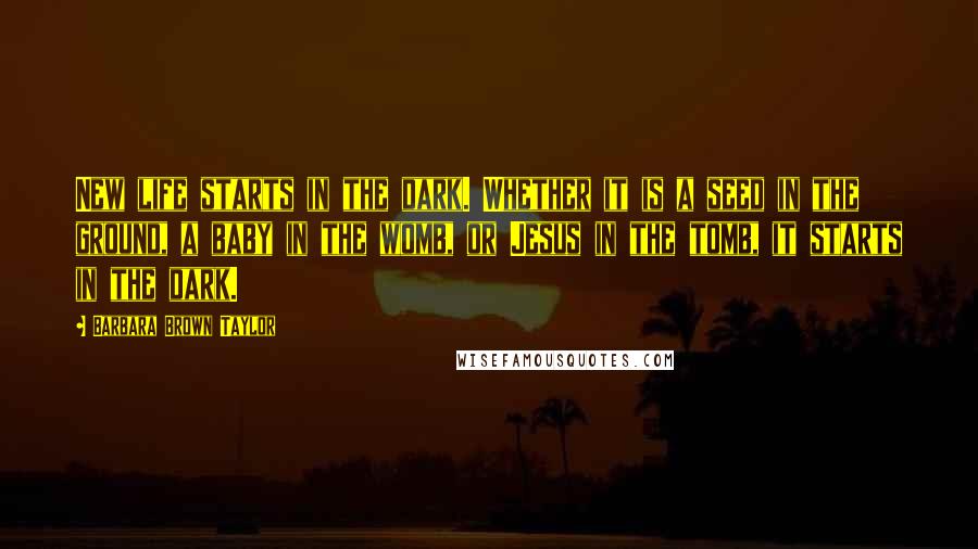 Barbara Brown Taylor Quotes: New life starts in the dark. Whether it is a seed in the ground, a baby in the womb, or Jesus in the tomb, it starts in the dark.