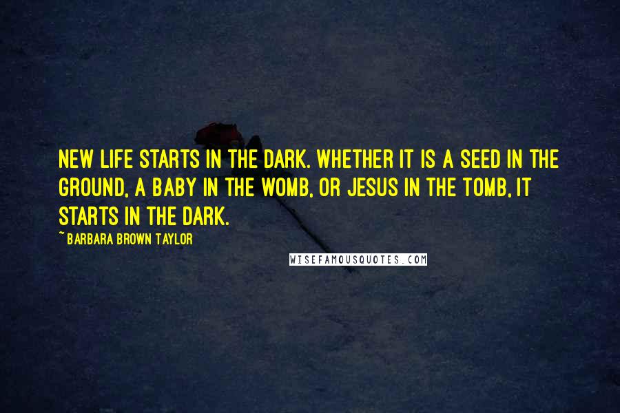 Barbara Brown Taylor Quotes: New life starts in the dark. Whether it is a seed in the ground, a baby in the womb, or Jesus in the tomb, it starts in the dark.