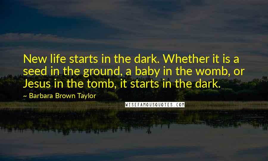 Barbara Brown Taylor Quotes: New life starts in the dark. Whether it is a seed in the ground, a baby in the womb, or Jesus in the tomb, it starts in the dark.