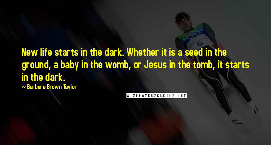 Barbara Brown Taylor Quotes: New life starts in the dark. Whether it is a seed in the ground, a baby in the womb, or Jesus in the tomb, it starts in the dark.