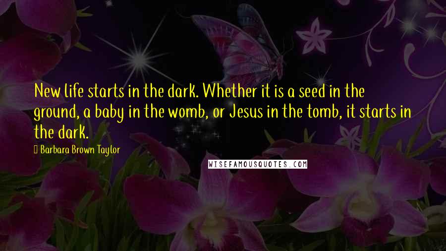 Barbara Brown Taylor Quotes: New life starts in the dark. Whether it is a seed in the ground, a baby in the womb, or Jesus in the tomb, it starts in the dark.