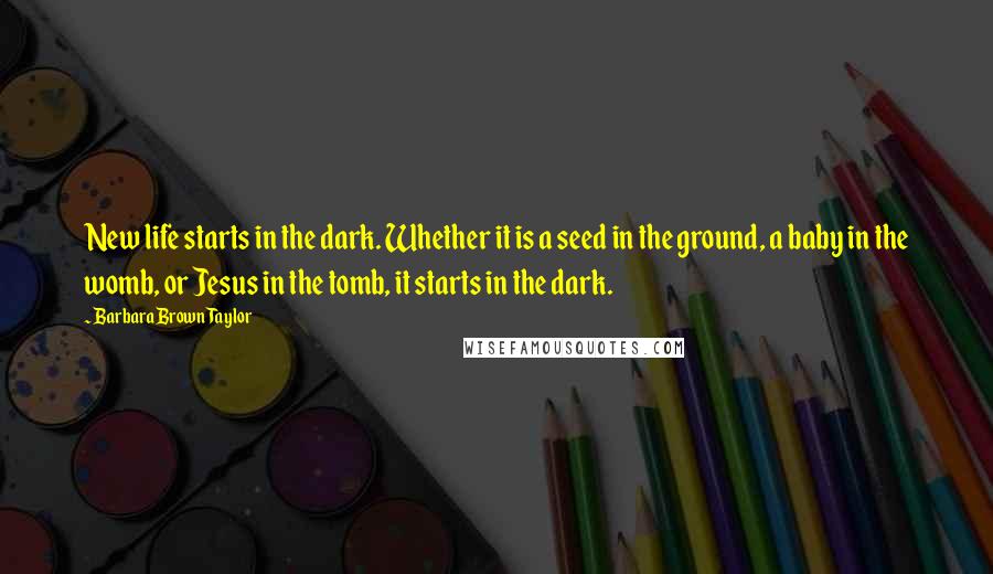 Barbara Brown Taylor Quotes: New life starts in the dark. Whether it is a seed in the ground, a baby in the womb, or Jesus in the tomb, it starts in the dark.