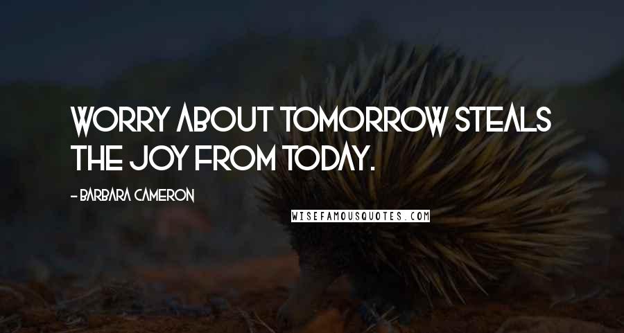 Barbara Cameron Quotes: Worry about tomorrow steals the joy from today.