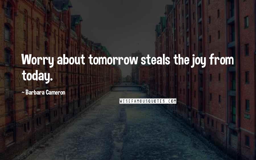 Barbara Cameron Quotes: Worry about tomorrow steals the joy from today.