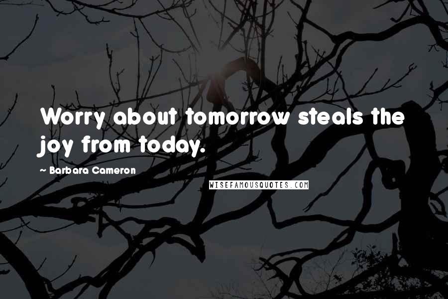 Barbara Cameron Quotes: Worry about tomorrow steals the joy from today.