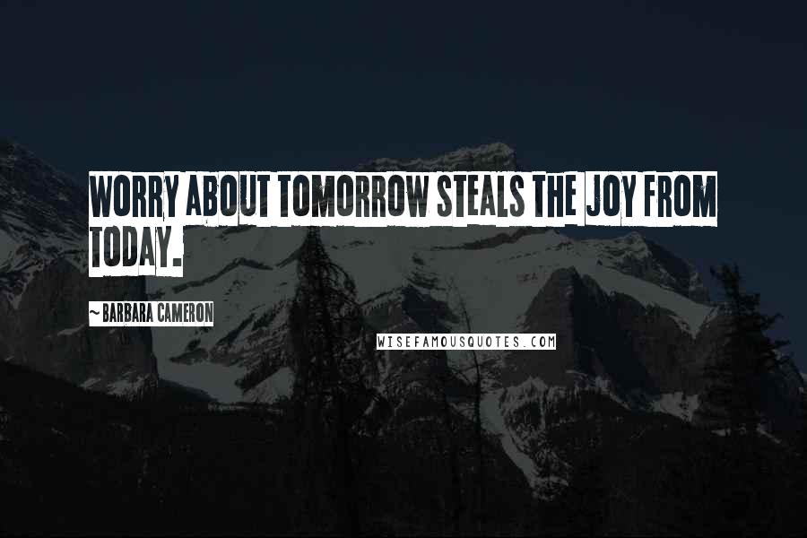 Barbara Cameron Quotes: Worry about tomorrow steals the joy from today.